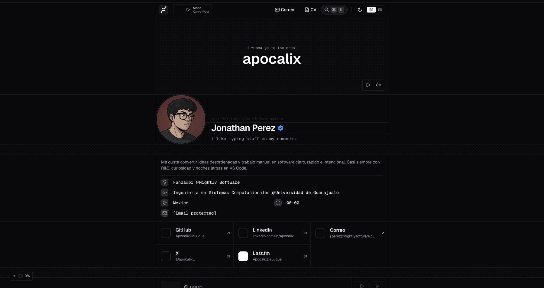 Apocalix.dev — Portafolio Personal Multilingüe con Música, Proyectos y Asistente de IA