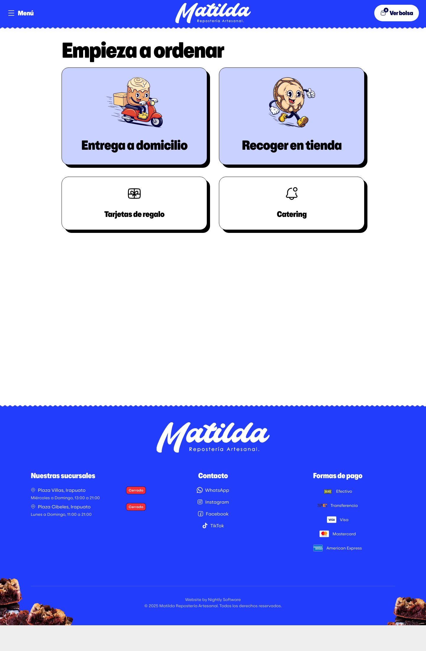 Catálogo y ordering flow pensados para conversión rápida sin perder claridad de marca