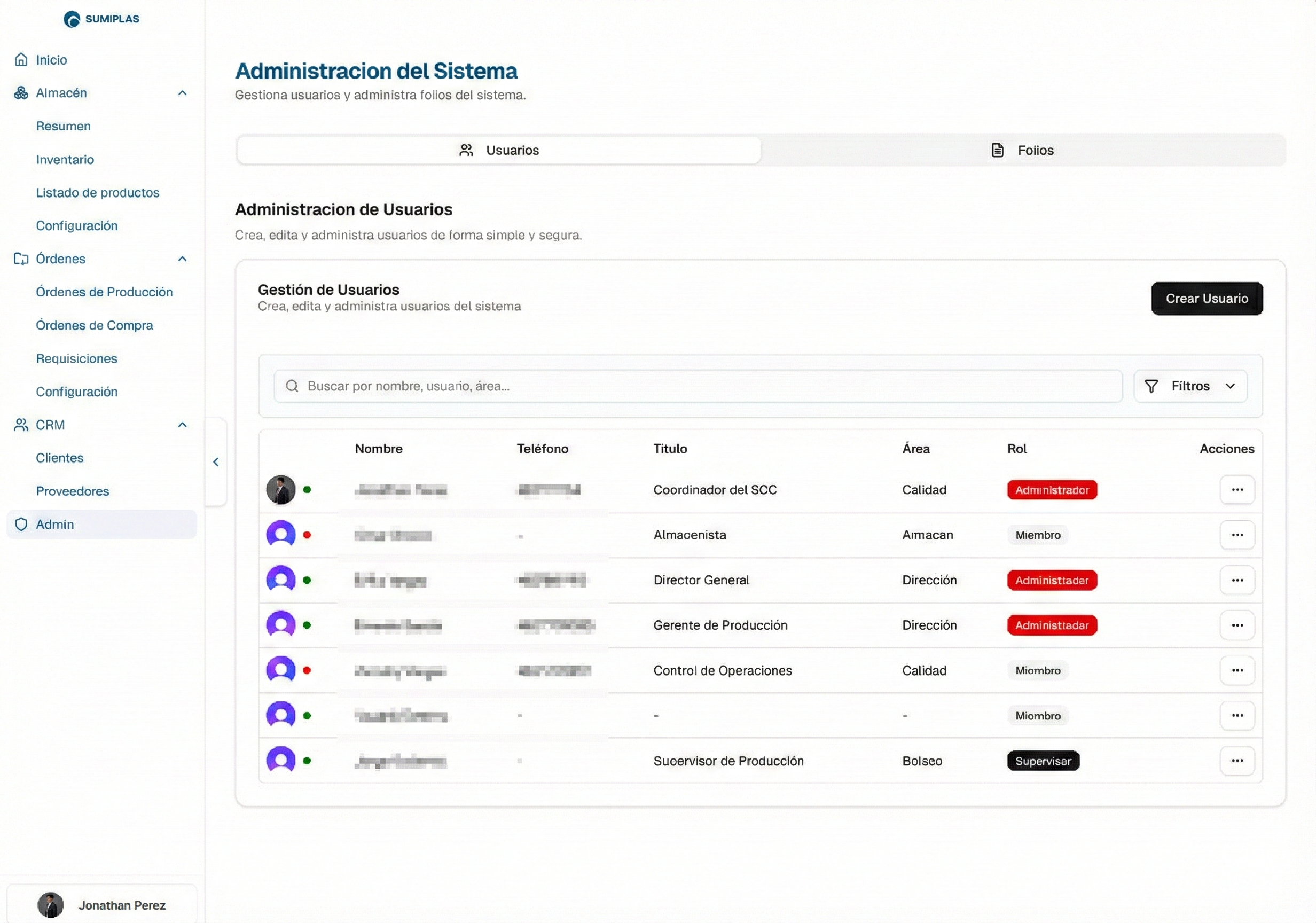 Panel de Administración del Personal