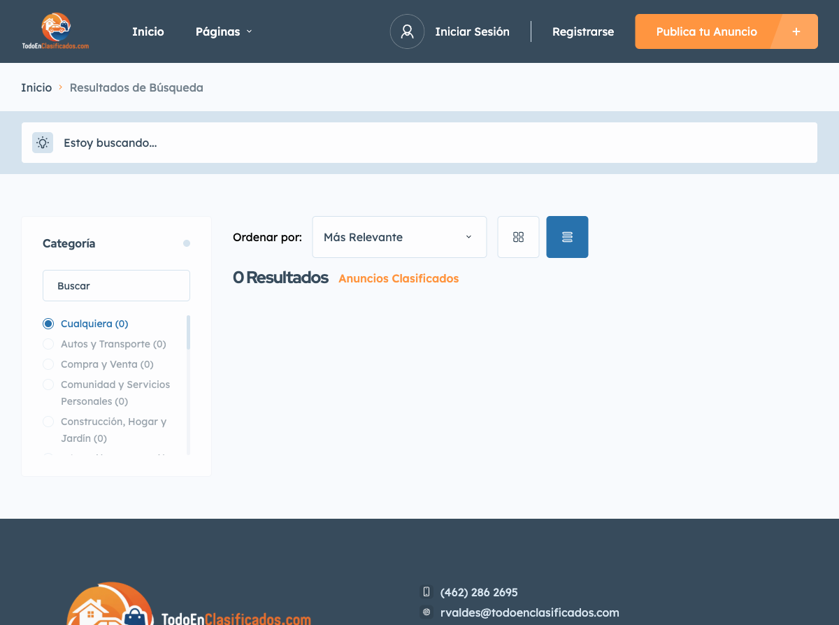 Exploración de anuncios y estructura de categorías configurada para operación real