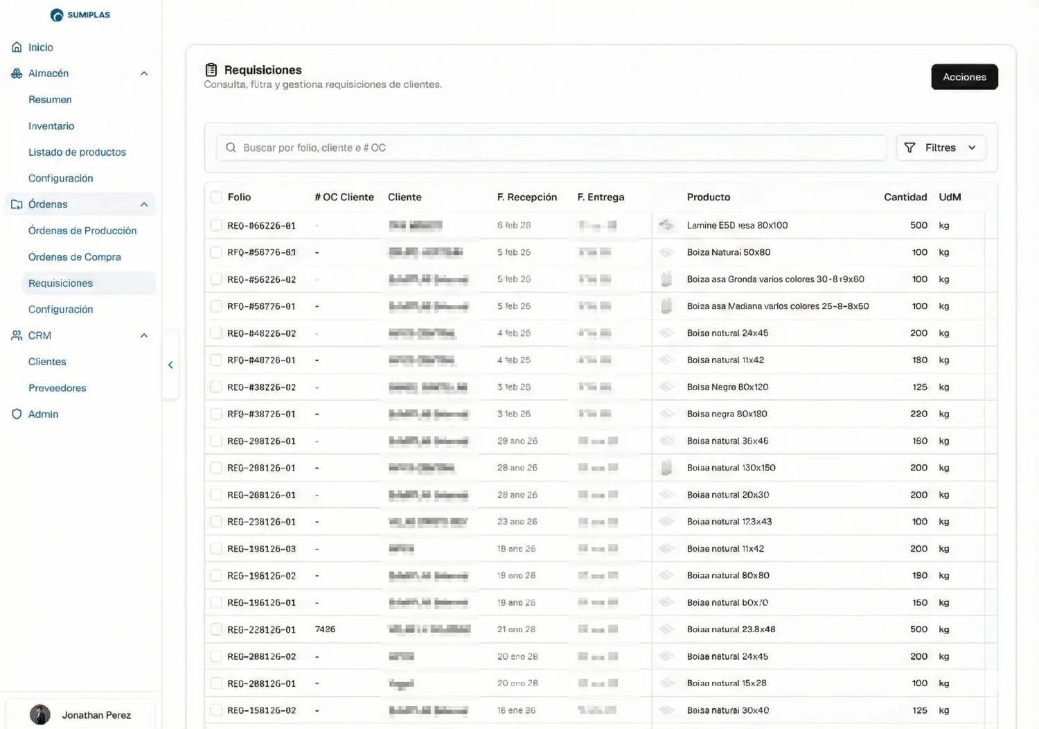 Captura real de Polymer · Requisiciones